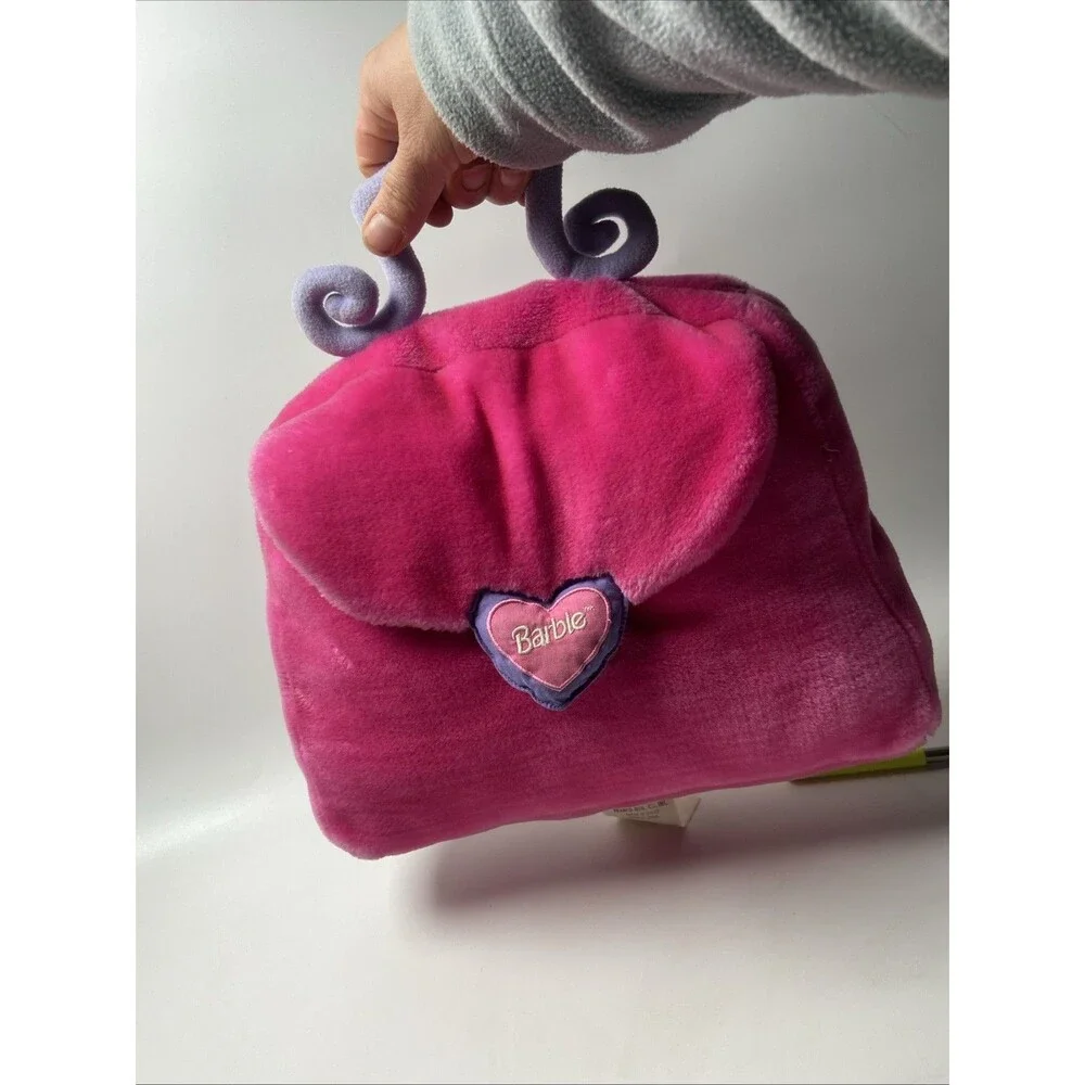 Mattel Barbie Vintage Plush Pillow Pink Purse W/ Pajama Pocket Storage Girls